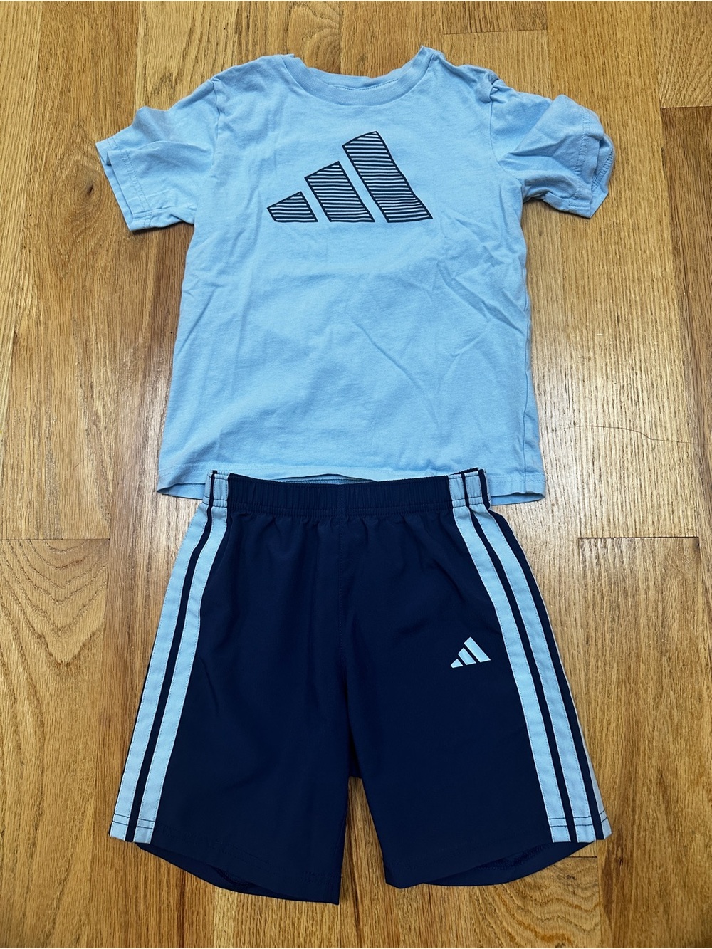 adidas Light Blue Tee with Navy Athletic Shorts Set